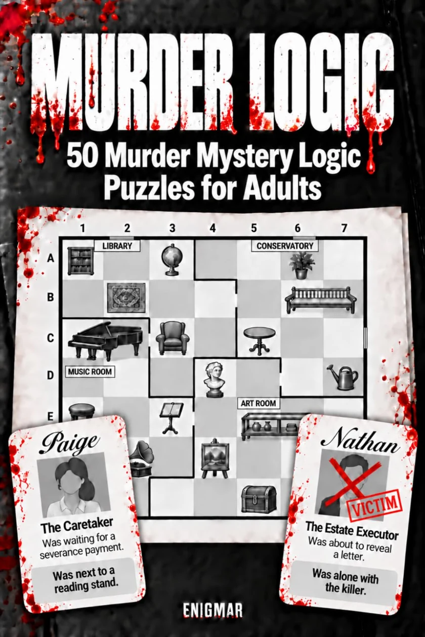MURDER LOGIC cover: 50 mystery logic puzzles for adults